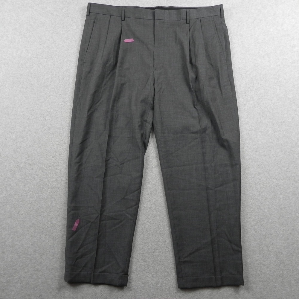 Jos A Bank Pants Mens 42x29 Travelers Wool Dress Slacks Suit Formal Pleated Gray
